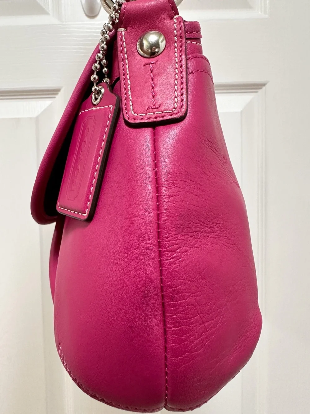 Coach Soho Pleated Shoulder Bag Hot Pink Glove Tanned Leather Like New